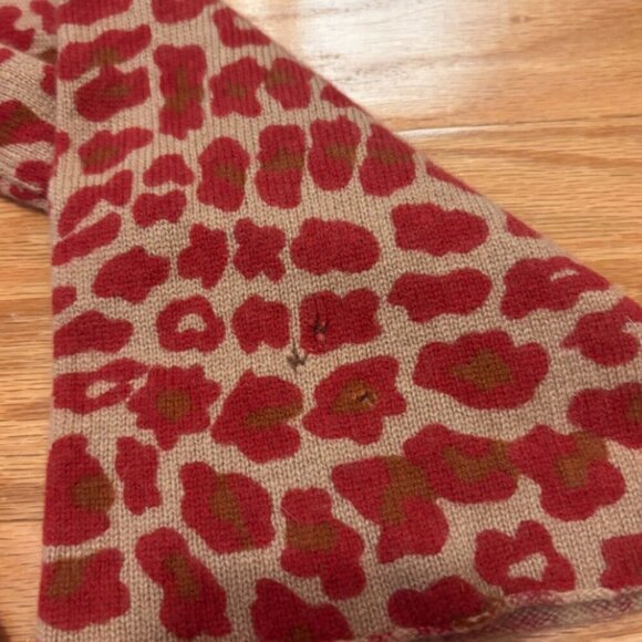 White + Warren Cashmere Sweater Animal Print Tan Red Women Size S - SEE DETAILS - Picture 3 of 9